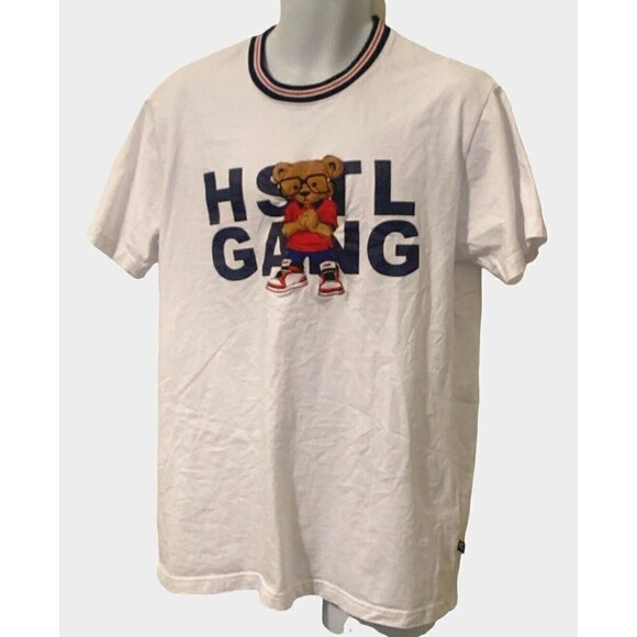 Hustle Gang Men Sportsmen Knit T Shirt Size LG White - Picture 3 of 11